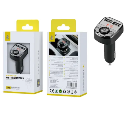One+ Transmisor Fm NT7002 / Bluetooh 4.2 / Manos libres / Carga USB x2 5v 3.1a 1a /… Negro