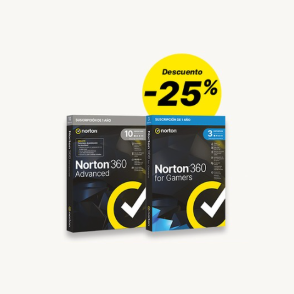 Promoción 25% Descuento Norton 360 Gamers 50Gb / 1 Usuario / 3 Dispositivos / 1 Año / Box