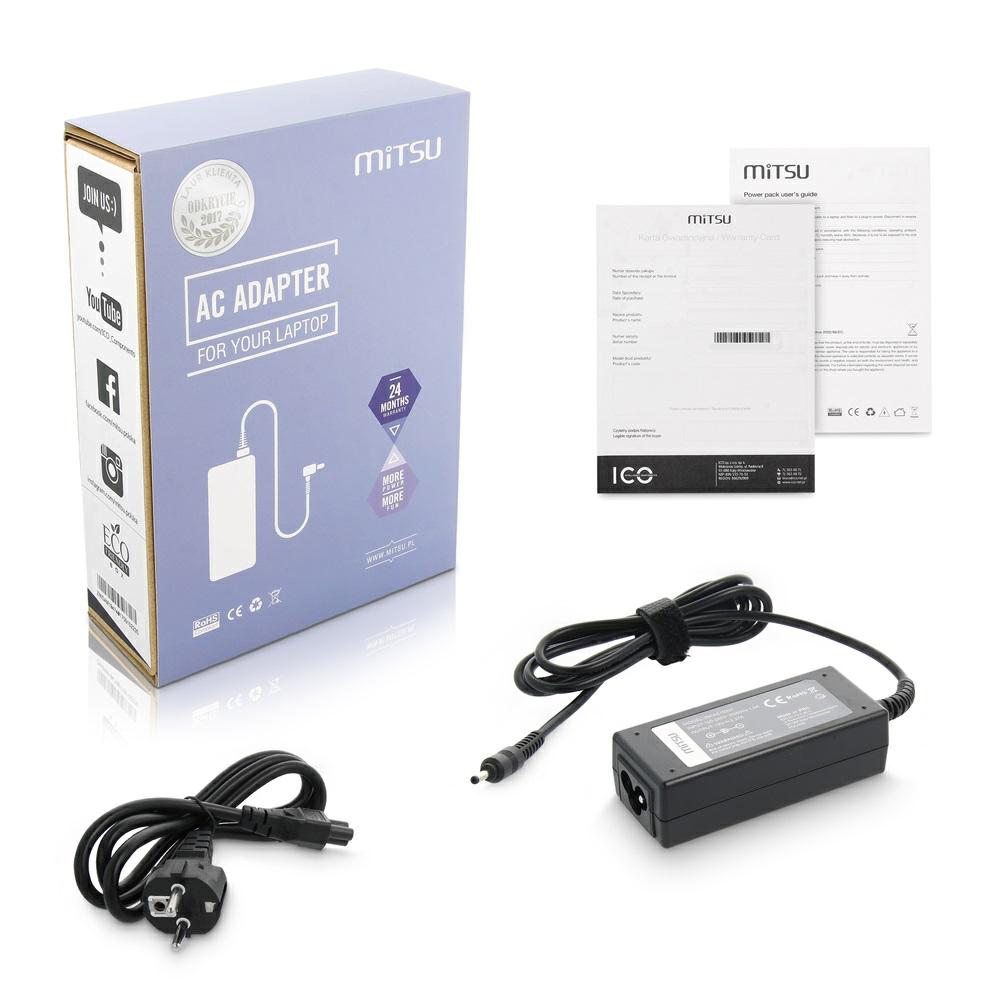Cargador compatible para portátil ACER / ASUS / MEDION 45W 19V 2.37A 3.0x1.1 mm Mitsu