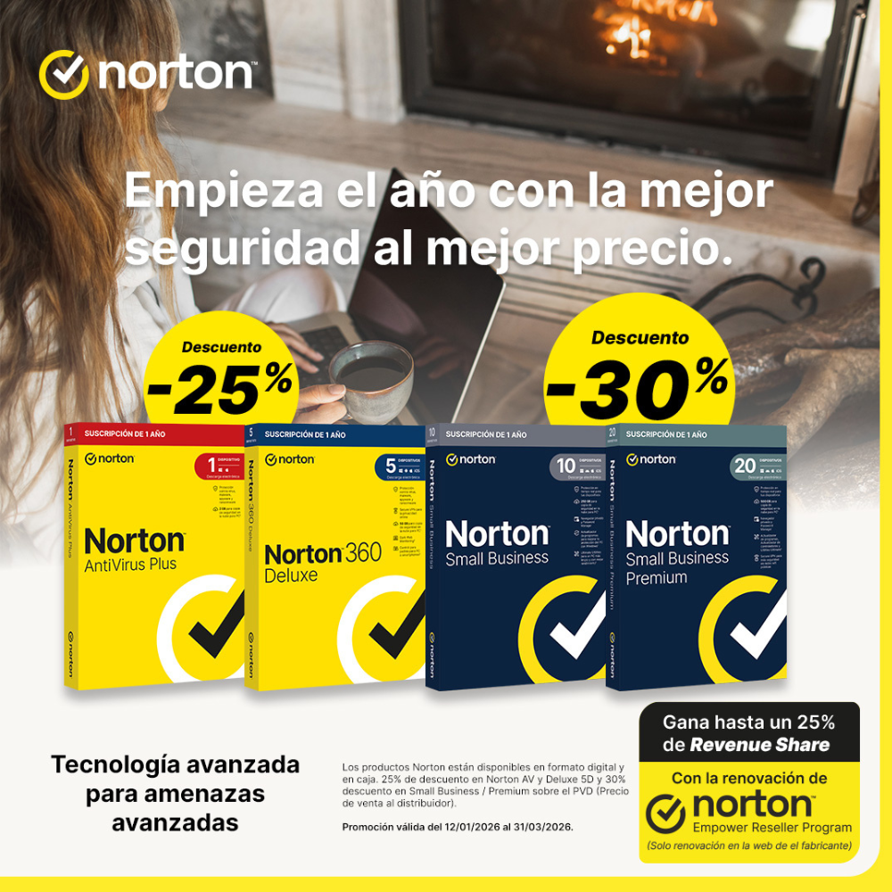 Promoción 25% Descuento Norton Antivirus Plus 2Gb / 1 Usuario / 1 Dispositivo / 1 Año / Box