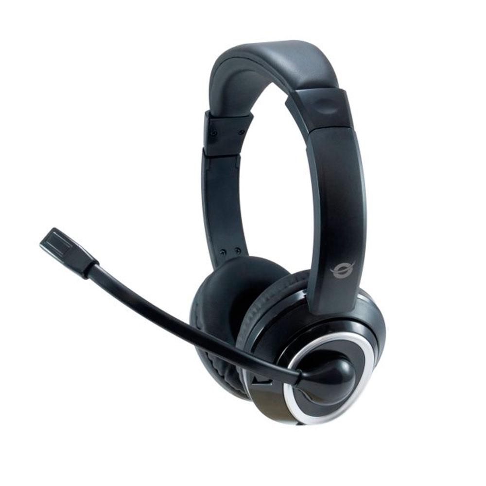 Auriculares con Microfono flexible Conceptronic Polona / Usb / Cable 2m / VoIp / Negro POLONA01B