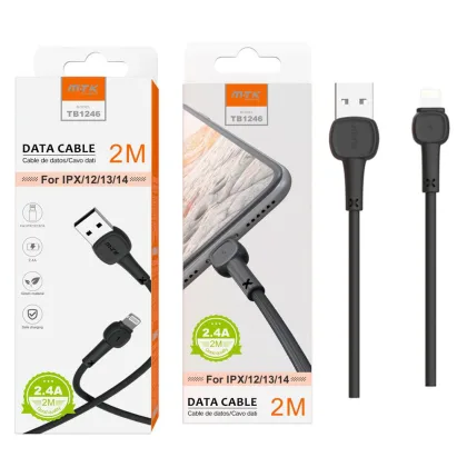 Mtk datos USB 2.0 a Lightning IPhone 12-14 / 2m / 2.4a / TB1246 Negro