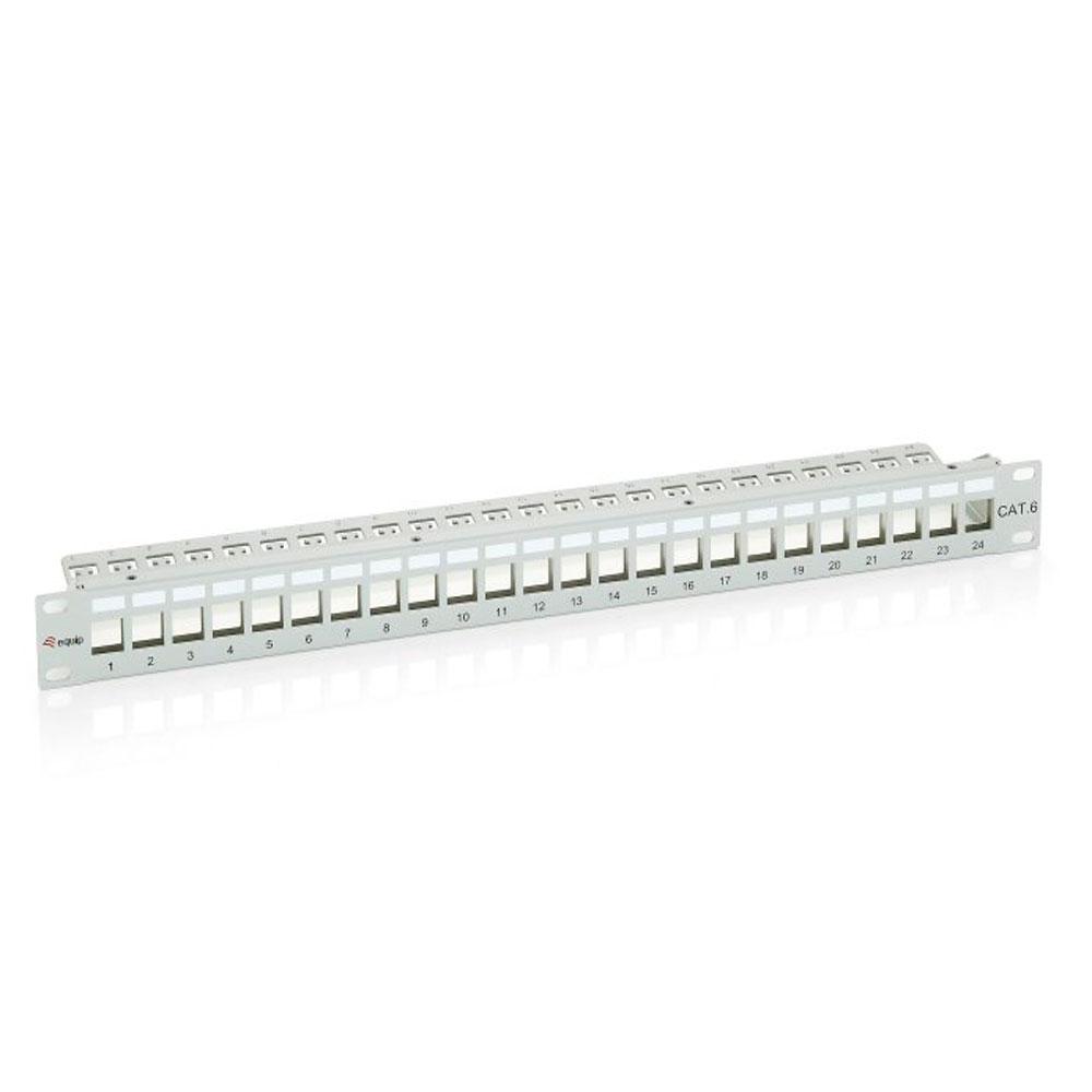 ÷ Patch panel 24 puertos cat.6 apantallado vacio color gris