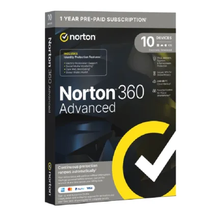 Norton Antivirus 360 advanced 200gb español 1 usuario 10 dispositivos 1 año caja
