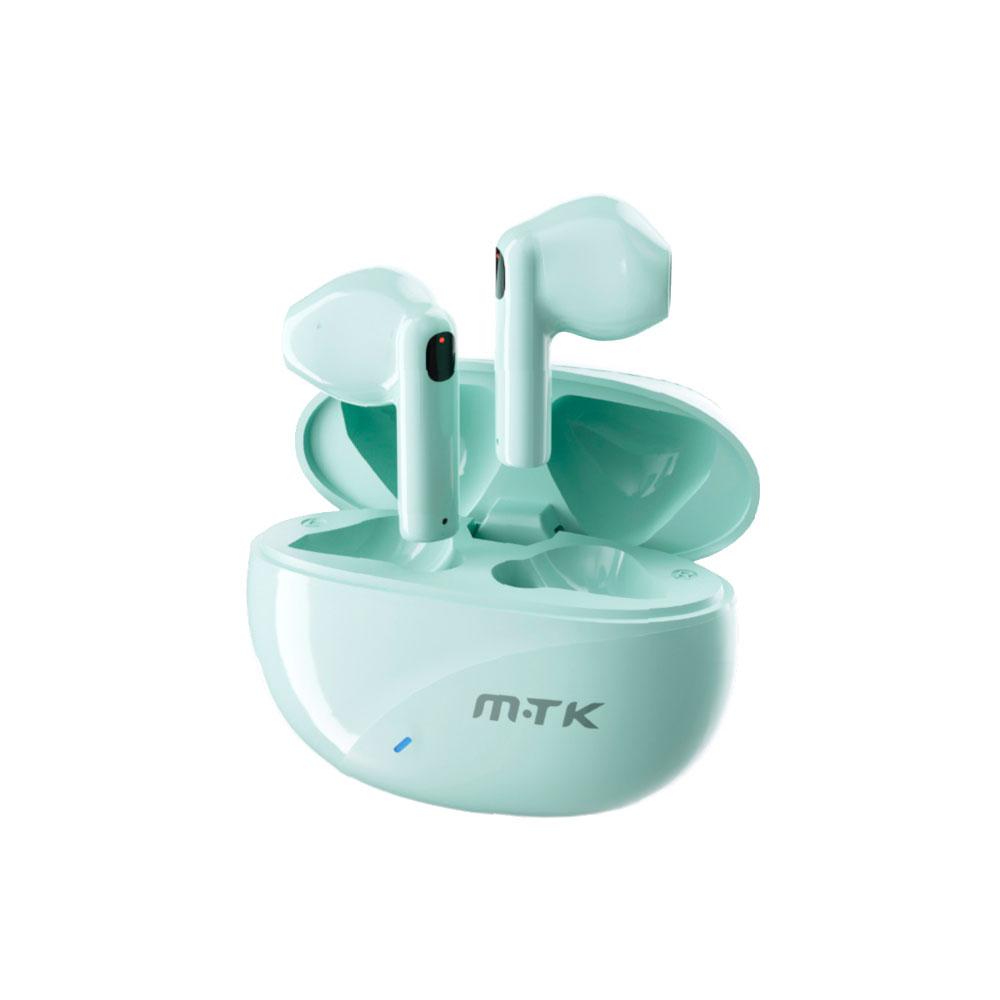 Auriculares Bluetooth 5.3 Muffin TC3252 / Tws / Base de carga / Tactil / Verde Agua / Mtk / 0352527