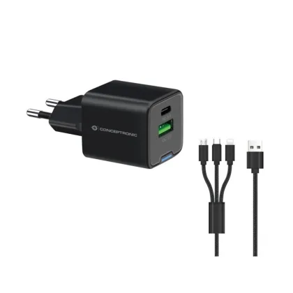 Conceptronic de pared althea16b 33w + cable USB 3.0 3 en 1