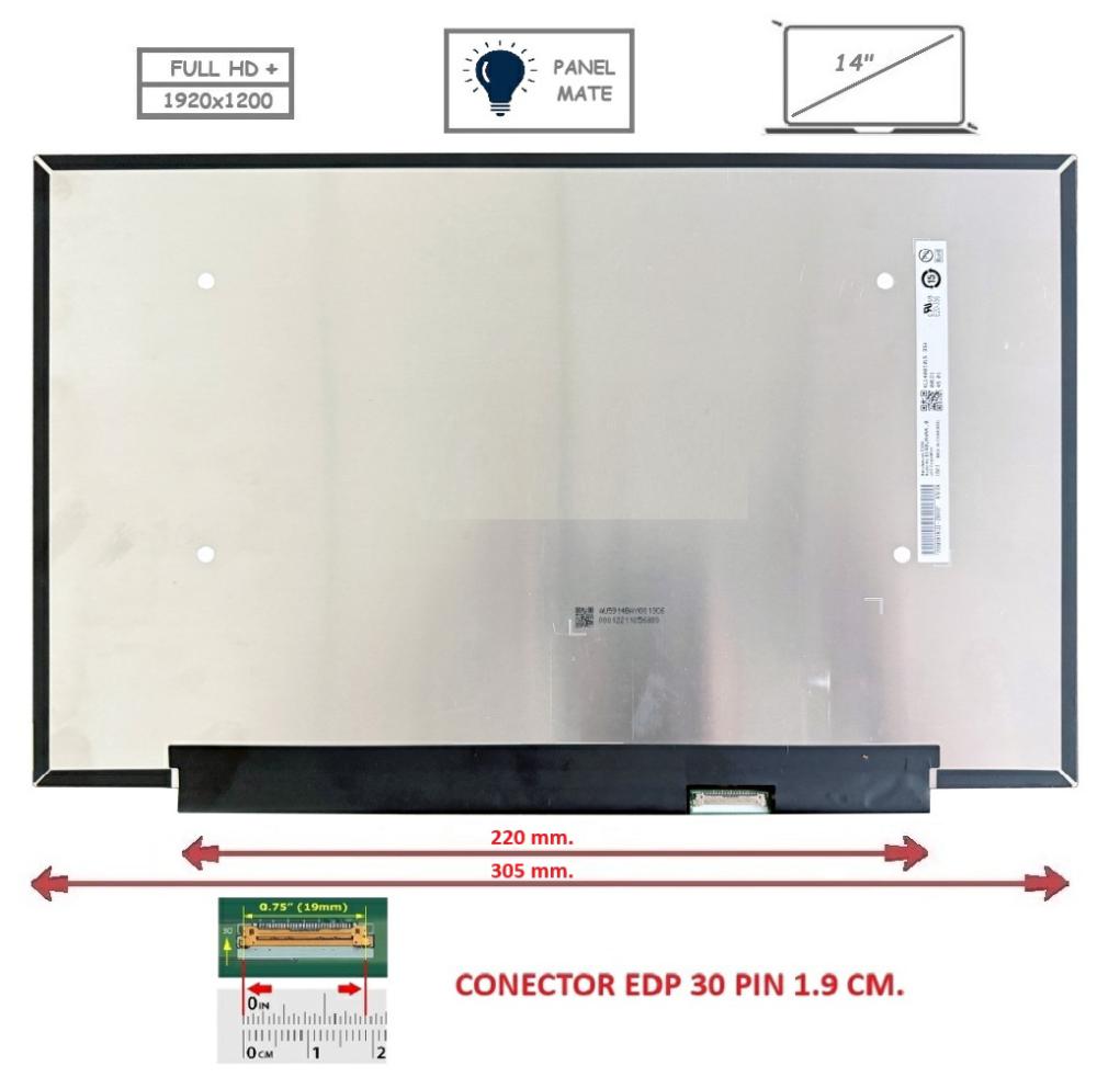 Pantalla compatible para portátil LED 14\" SLIM 30 Pines FULL HD+ Sin Brackets Mate