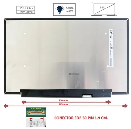 Generica Pantalla compatible para LED 14\" Slim 30 Pines Full Hd+ Sin Brackets Mate
