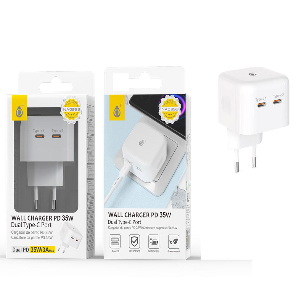 Cargador de red 2x Type-C / 35W / Blanco / NA0353 / 2003531 / One+