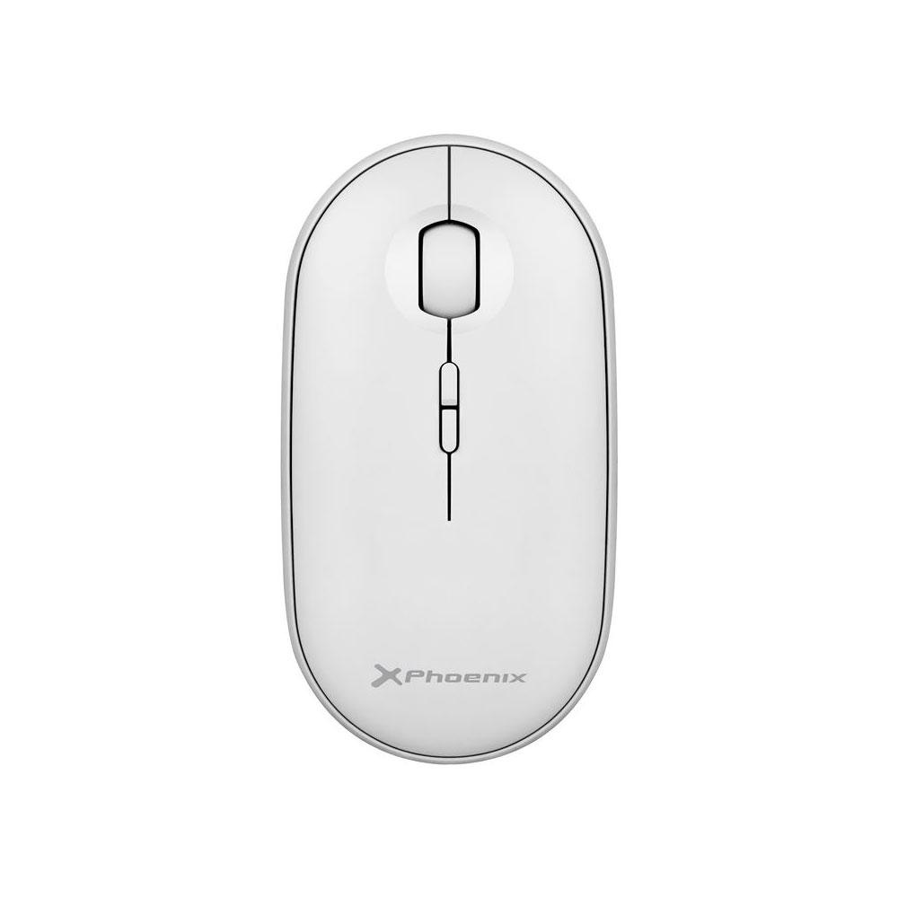 Raton Inalambrico Phoenix Rebble Blanco / Dual BT 5.2 + RF 2.4Ghz / 1.600 Dpi / 5 Botones / Type-C / Bateria recargable / PHREBBLE-W