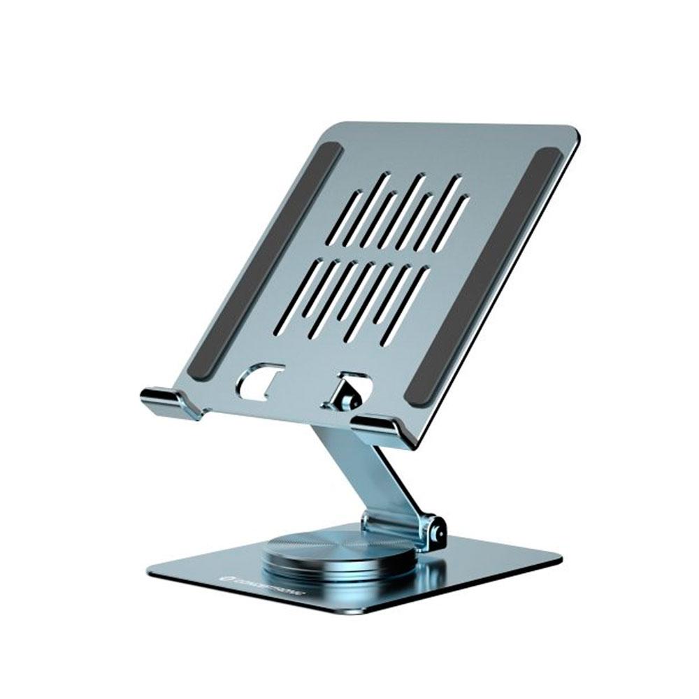 Soporte universal aluminio para Tablet Conceptronic / Giratorio - Plegable / Base Rotacion 360º / Altura Ajustable / Gris / THANA09G