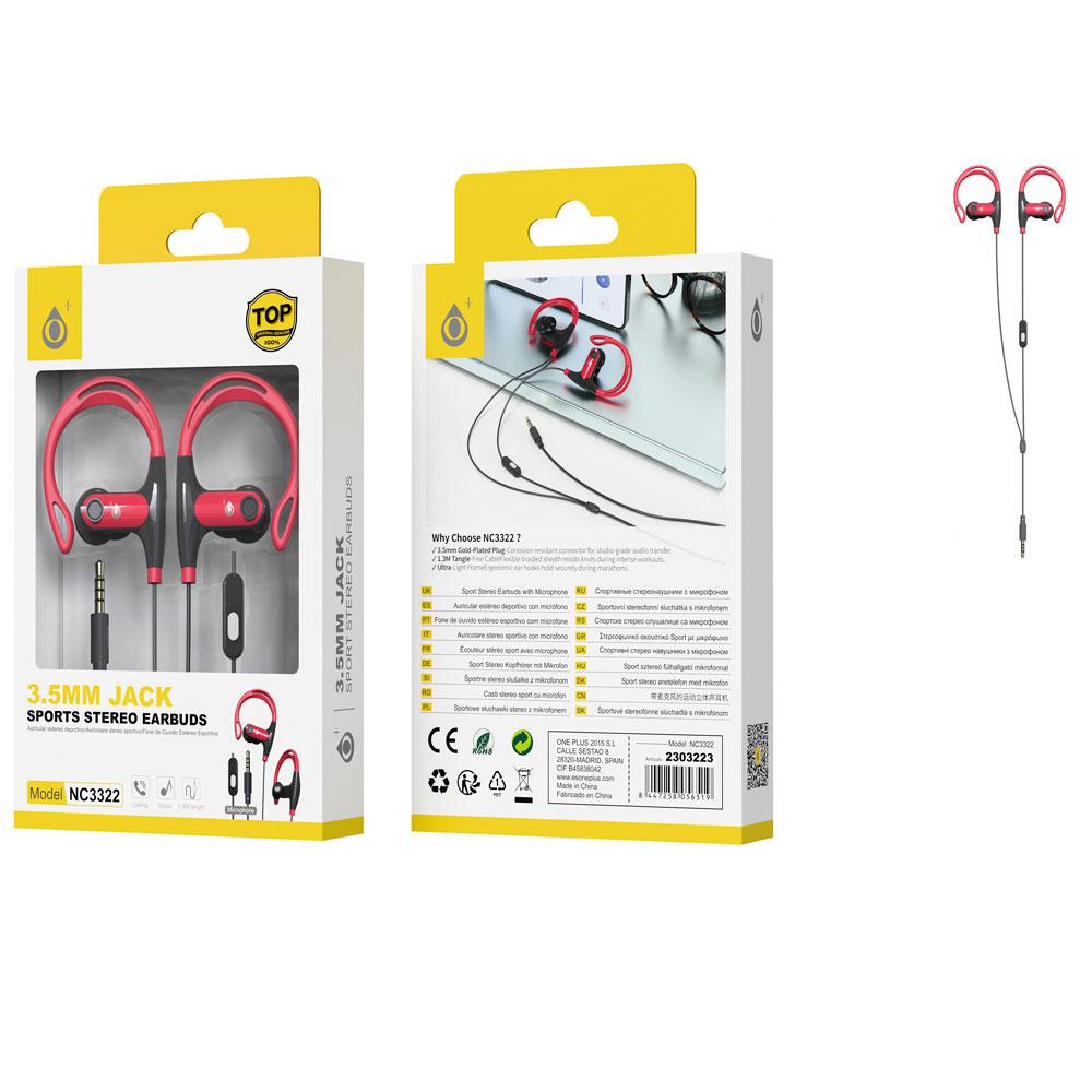 Auriculares + Micro intrauditivos sport NC3322 Sunglasses / Rojo / One+ / 2303223