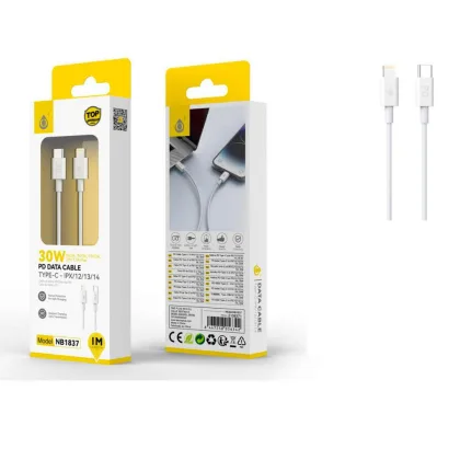 One+ datos Type-C a Lightning Iphone NB1837 / 1 m / 1.5a / 30W / Carga Rapida Pd Blanco