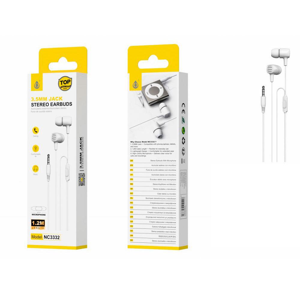 Auriculares con Microfono NC3332 / Jack 3.5mm / 1.2m / Blanco / One+ / 2303321