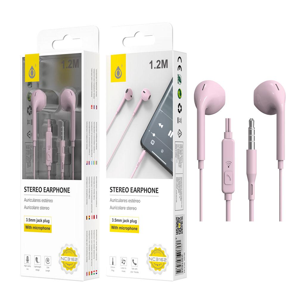 Auriculares con Micro intrauditivos NC3162  Speedy / Sin silicona / Boton control / 1.2m / Rosa / One+ / 2301624