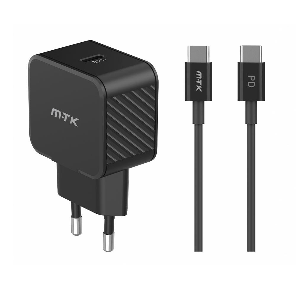 Cargador de red Type-C + Cable Type-C / 35W PD / 3.4a / Negro / TA0336 / MTK