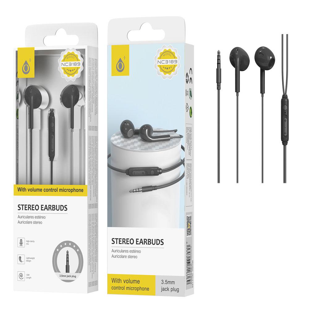 Auriculares con Micro intrauditivos NC3189 Ava / Sin silicona / Boton control / 1.2m / Negro / One+ / 2301892