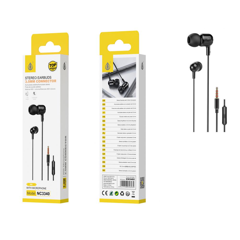 Auriculares con Microfono intrauditivos Sani NC3340 / Negro / One+ / 2303402