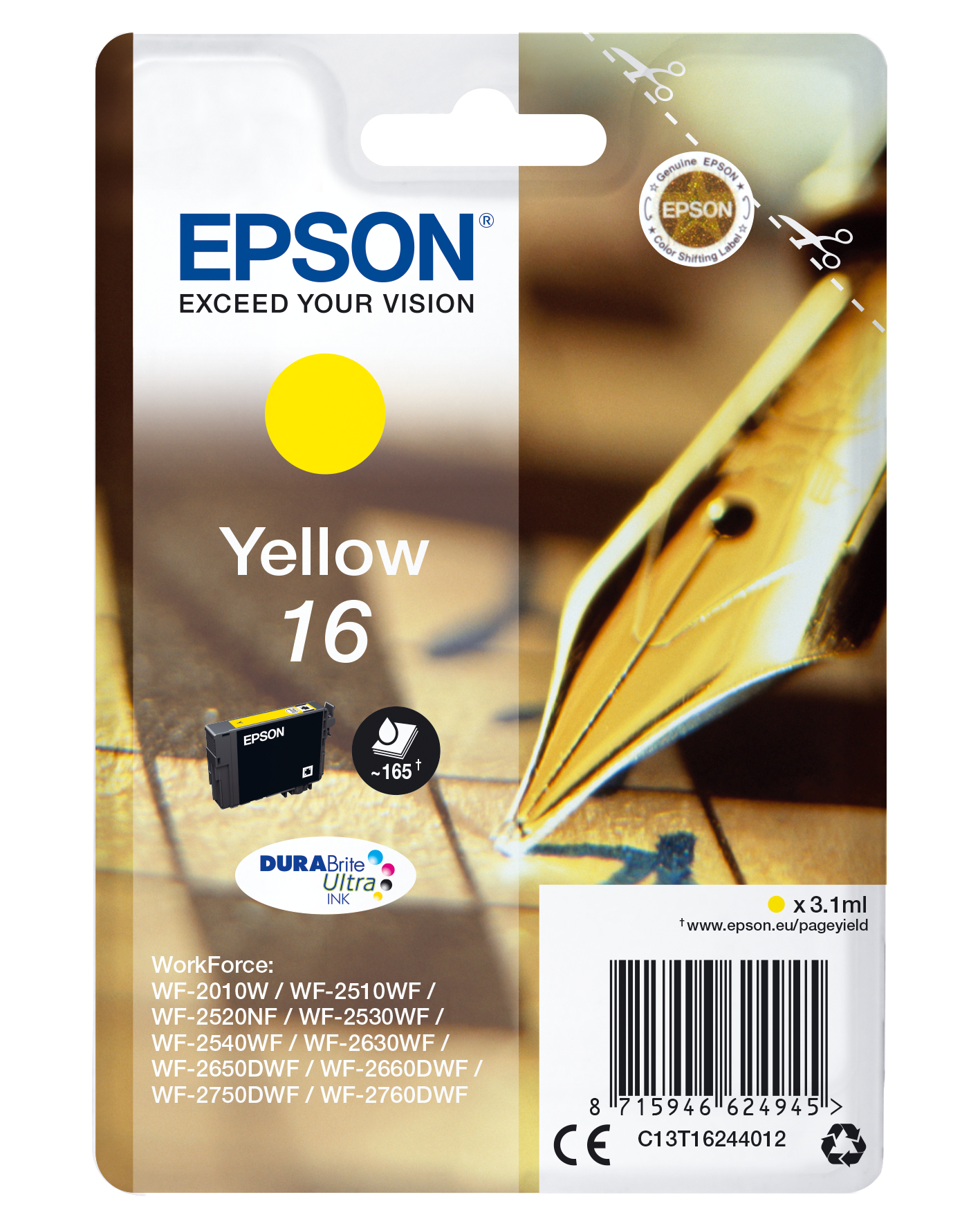 ÷ Tinta original epson t1624 amarillo c13t16244012 3.1ml