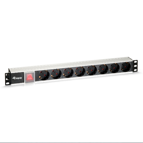 ÷ Regleta alimentacion aluminio rack 19\" 1u 8 tomas con interruptor