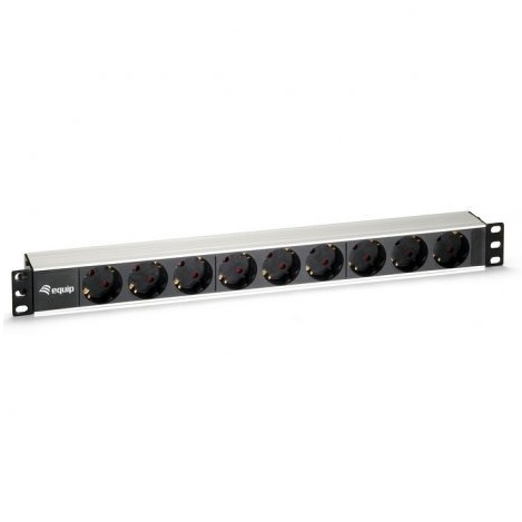 ÷ Regleta alimentacion aluminio rack 19\" 1u 9 tomas