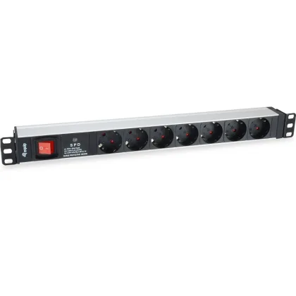 Equip ÷ Regleta alimentacion rack 19\" 1u 7 tomas con interruptor y protector sobretension