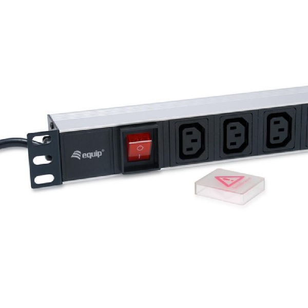 ÷ Regleta alimentacion aluminio rack 19\" 1u 8 tomas tipo iec c13 con interruptor cable 1.8m