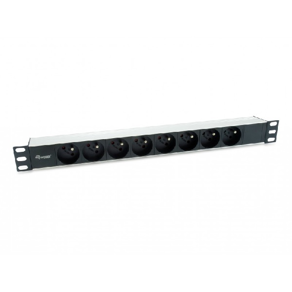 ÷ Regleta alimentacion aluminio rack 19\" 1u 8 tomas tipo shucko euro cable 1.8m