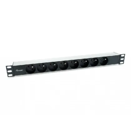 Equip ÷ Regleta alimentacion aluminio rack 19\" 1u 8 tomas tipo shucko euro 1.8m