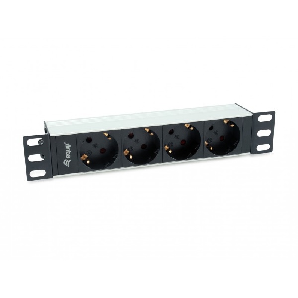 ÷ Regleta alimentacion aluminio rack 10\" 1u 4 tomas tipo shucko euro cable 1.5m