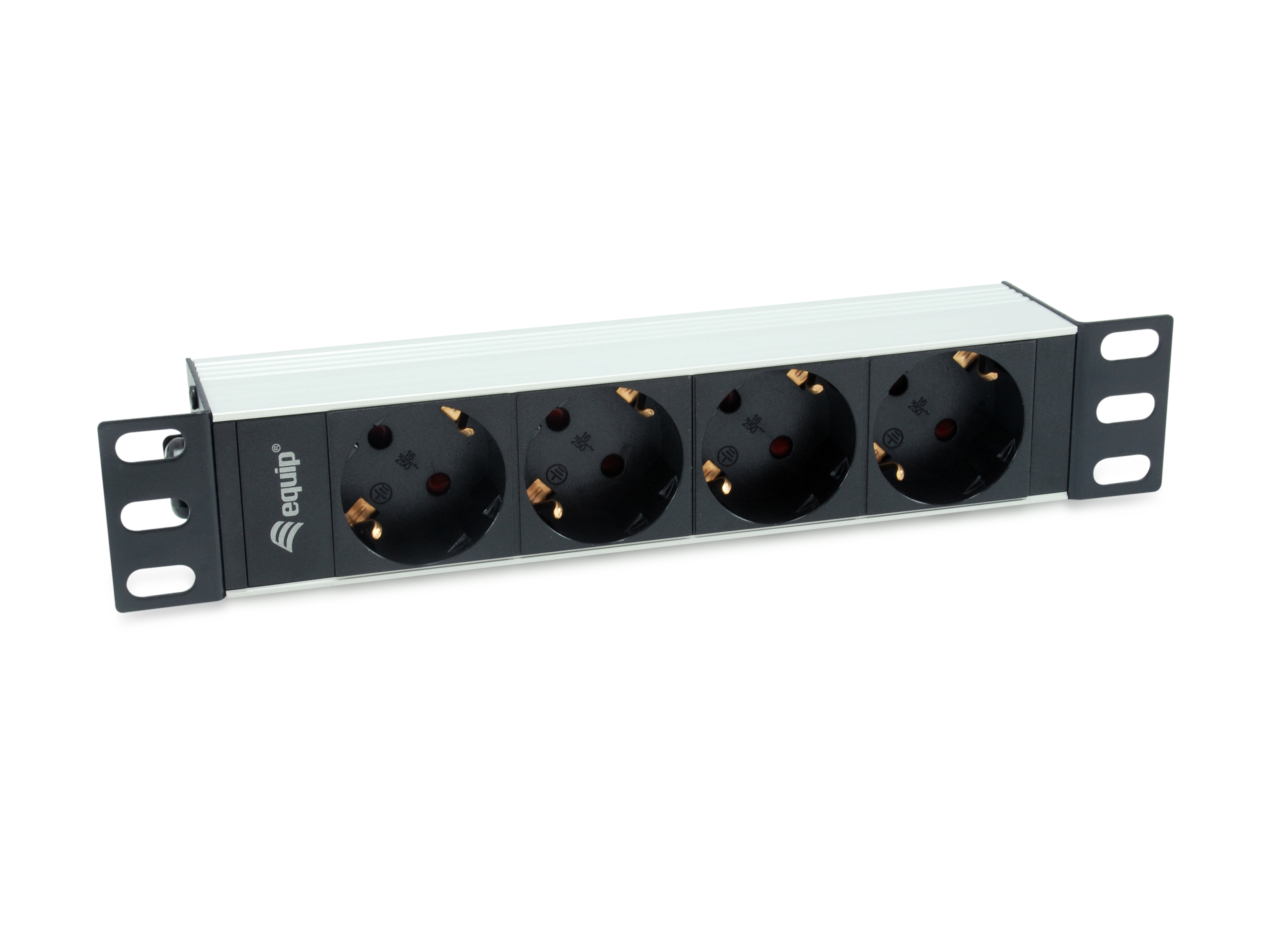 Equip Regleta Alimentacion Aluminio Rack 10" 1U 4 Tomas Tipo Shucko Euro 1.5m