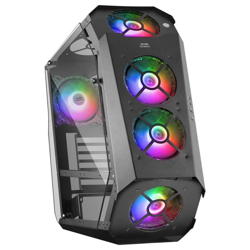 ÷ Caja atx mars gaming mc51 black dise?o extremo 5 ventiladores 120mm chroma rgb late