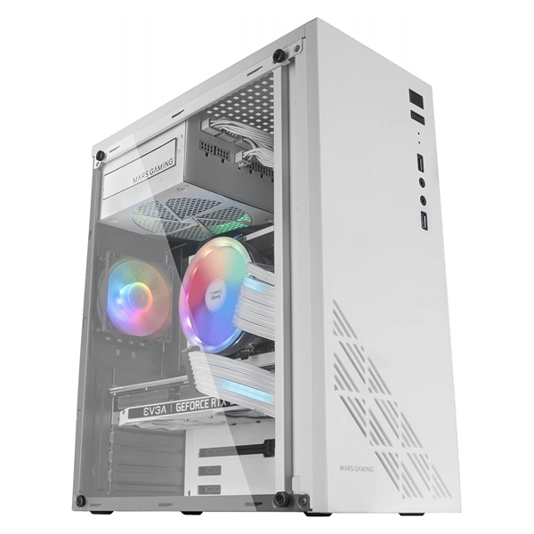 ÷ Caja atx mars gaming mc100 white frontal y chasis en acero ultra-ligero 1xventilado