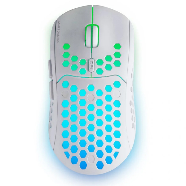 ÷ Mouse mars gaming wireless rgb mmw3 white usb 2.4g bateria recargable 3200dpi ultraligero hive ilumi