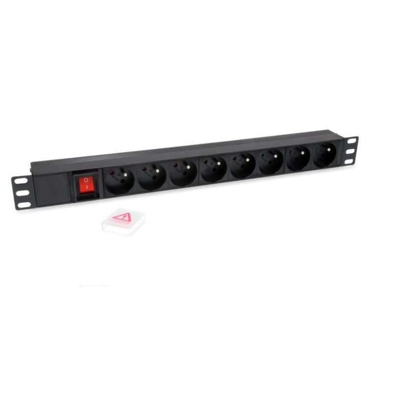 ÷ Regleta alimentacion rack 19\" 1u 8 tomas  modelo frances con interruptor
