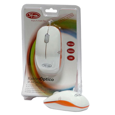 3FREE ÷ Mouse mcm101/wo dise?o blanco / naranja