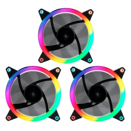 Unyka ÷ Kit 3xventilador interno candy 120mm anillo ARGB LED 7 aspas 1500rpm con mando a…