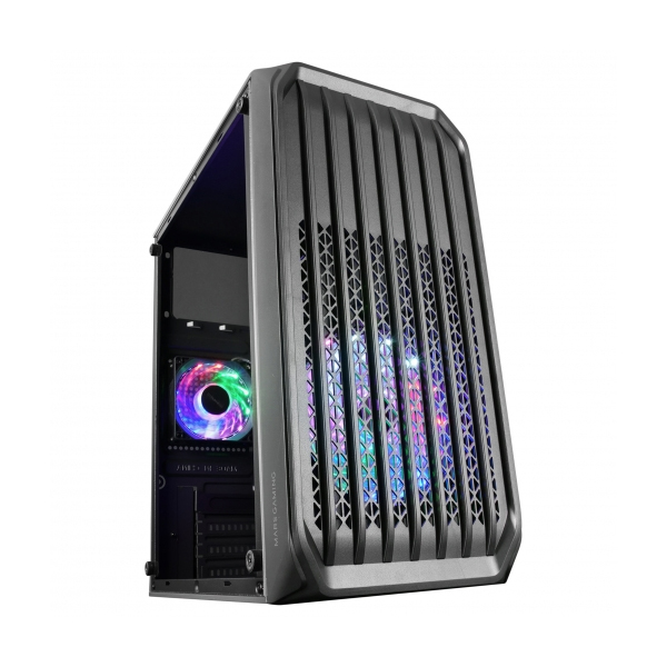 ÷ Caja microatx gaming mars gaming mc-s2 black frontal con ventilador frgb ventana lateral sin f.a