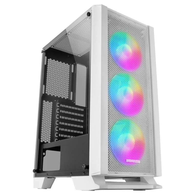 ÷ Caja atx mars gaming mc-c white frontal metal-mesh con 3 ventiladores frgb ventana