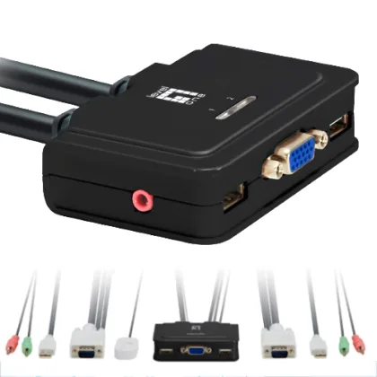 Level One ÷ Conmutador automatico v/t/m 1a2 cpus USB con audio cables incluidos