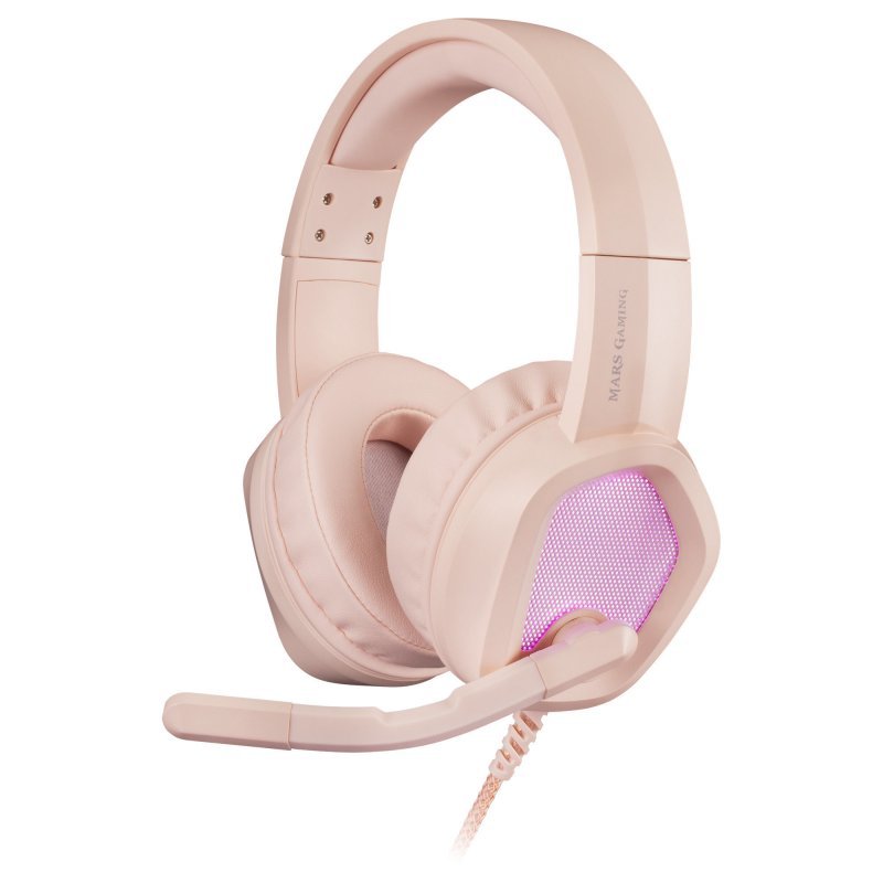÷ Headset mars gaming mh320 pink hi-fi ultra-bass 3d jack 3.5mm iluminacion rgb flow (alimentada por u