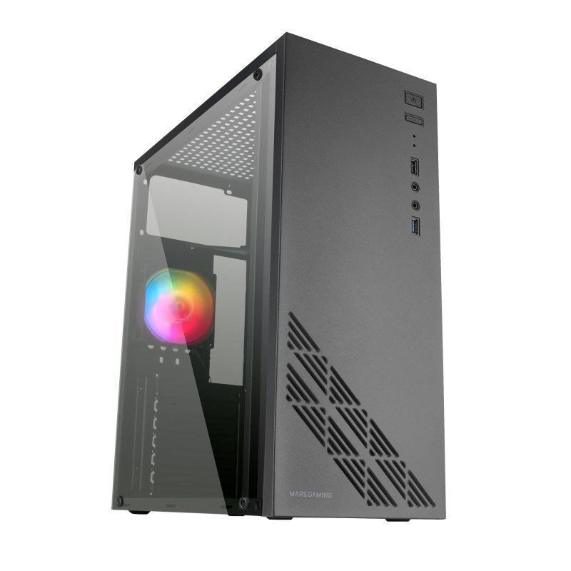 ÷ Caja atx mars gaming mc100 black frontal y chasis en acero ultra-ligero 1xventilado