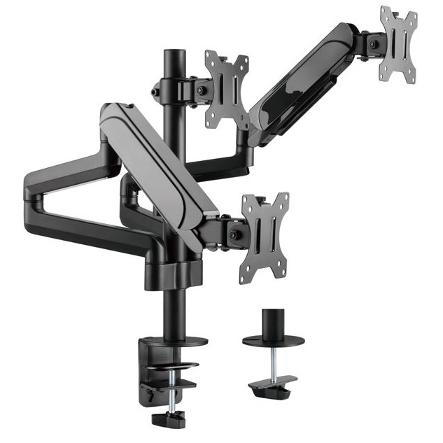 ÷ Soporte de mesa equip 650134 para 3 pantallas 17\" - 27\" aluminio muelle de gas equip inclinable y gi
