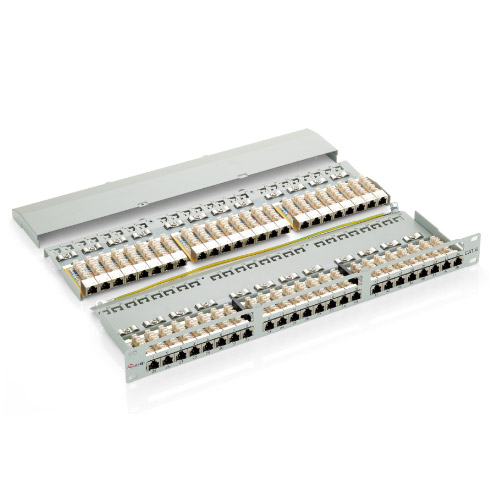 Equip ÷ Patch panel 48 puertos categoria 6 apantallado 1u color negro