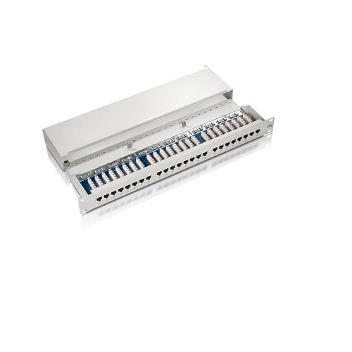 ÷ Patch panel 16 puertos categoria 5e apantallado (ral7035)