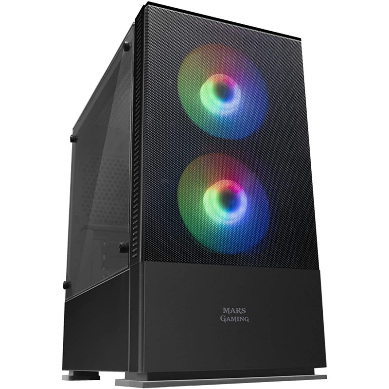 ÷ Caja microatx gaming mars gaming mcz black frontal mesh con 2xventilador rgb ventana lateral total u
