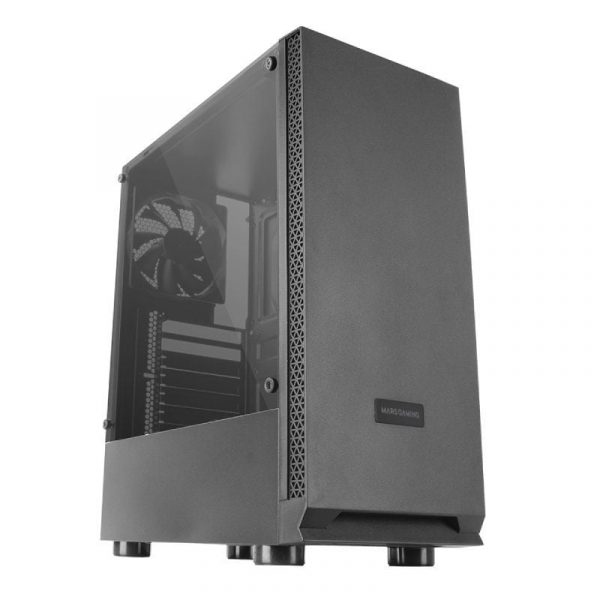 ÷ Caja atx mars gaming mcn2 color grafito frontal liso ventana lateral completa sin fuente d